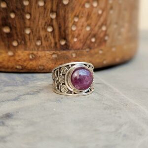 Bague argent et rubis indien