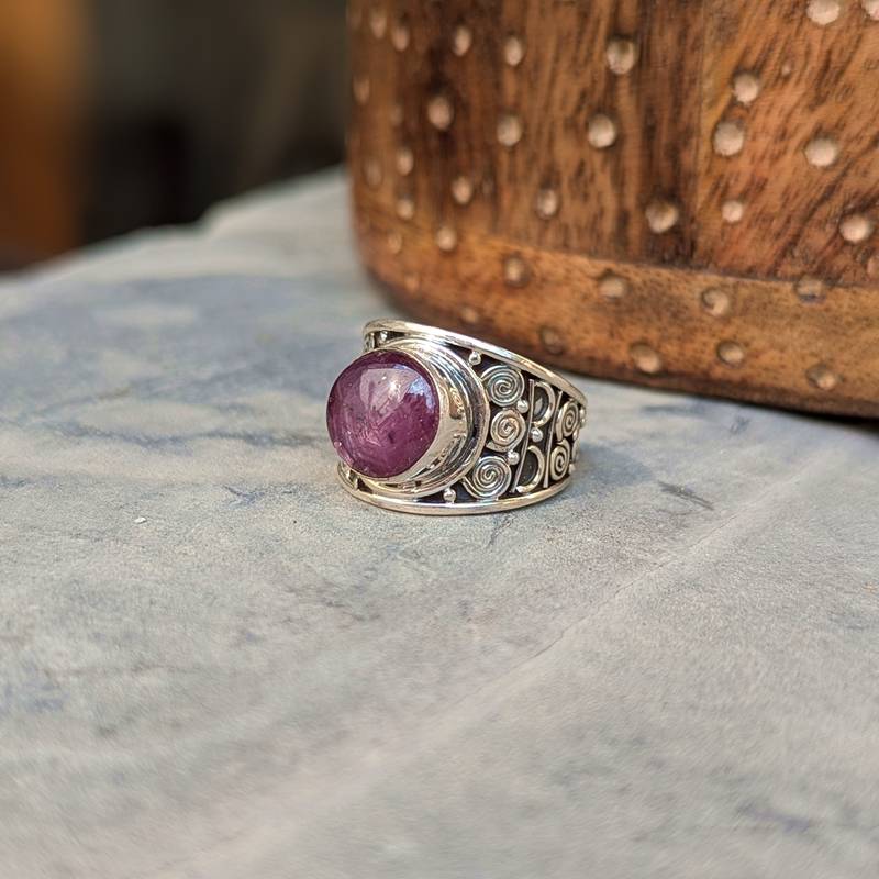 Bague argent et rubis indien